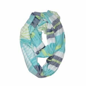 Calvin Klein‎ Striped Infinity Scarf Women's Blue Green White One Size Casual